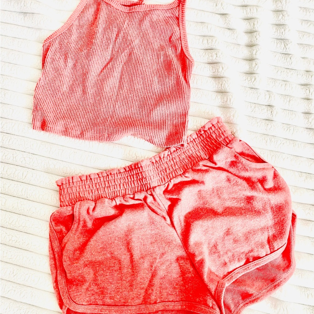 Honeydew Coral Ribbed Tank and Shorts Set